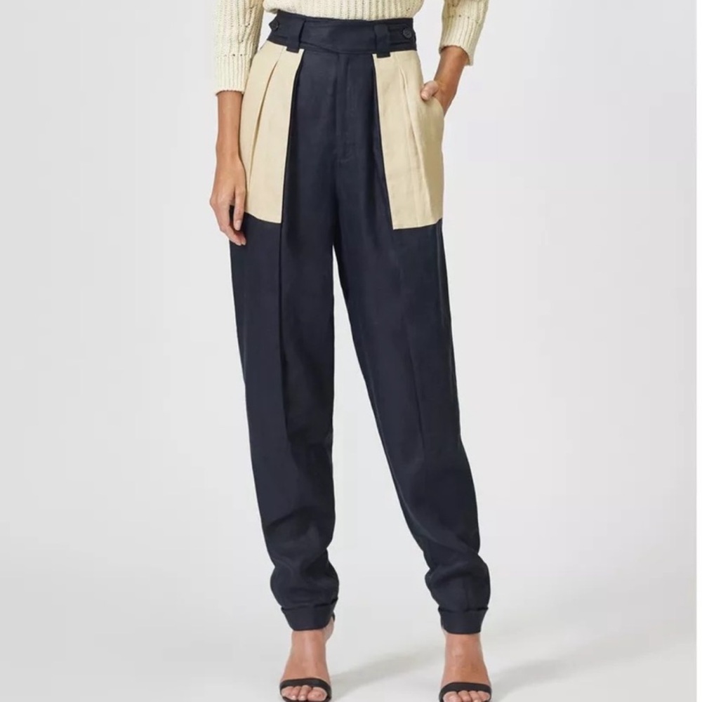NWOT Equipment Asila Blocked Linen Trousers